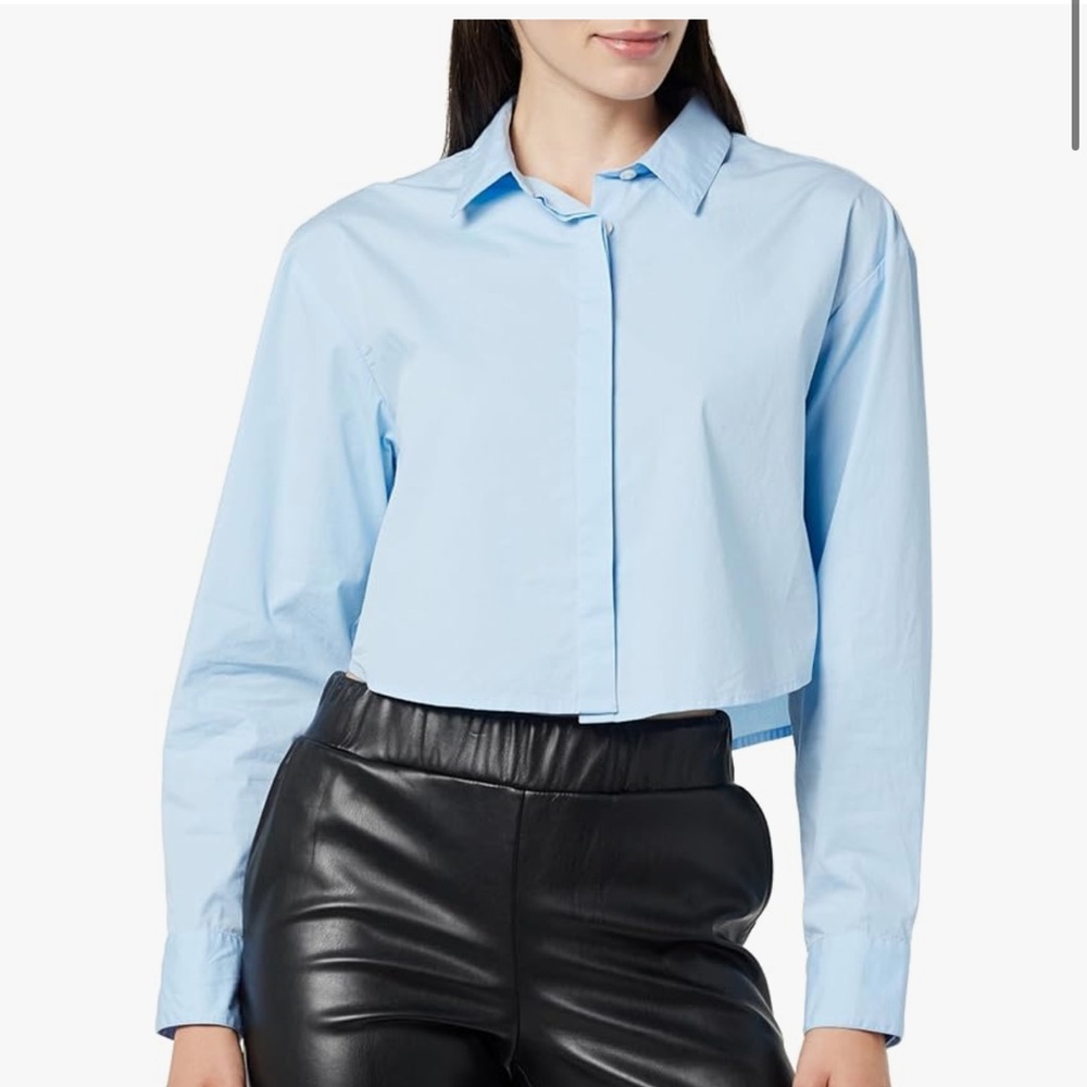 New size Small The Drop Women's Isadora Cropped Poplin Shirt